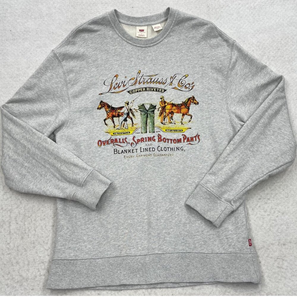 Levi's Two Horse Relaxed Fit Heritage Cotton Gray Sweatshirt Men's Small